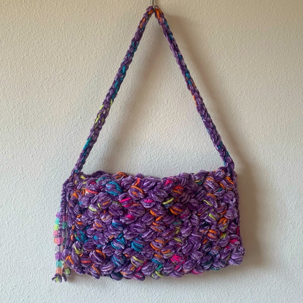 Purple and Pink Artisanal Shoulder Bag
